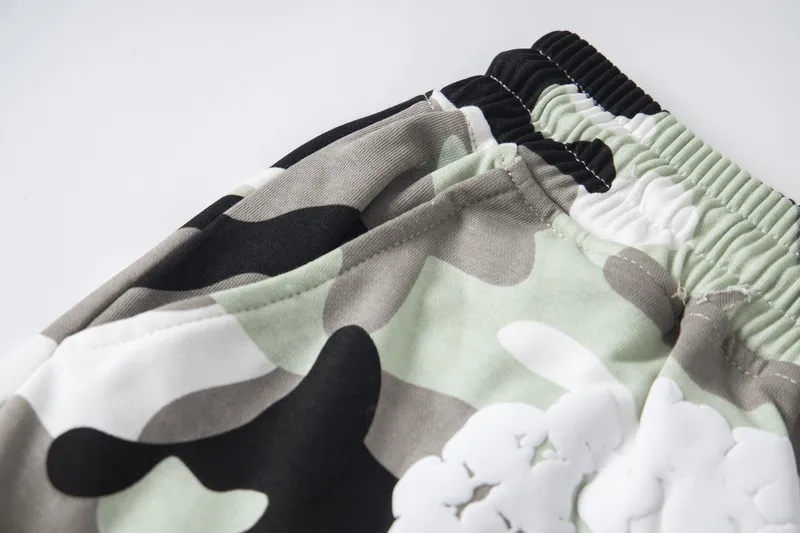 D317# DENIM TEARS Kapok European and American trendy brand high quality foam flocking camouflage printed short-sleeved suit Color Camouflage blue Camouflage powder Camouflage gray Camouflage apricot Camouflage green Size S-XL